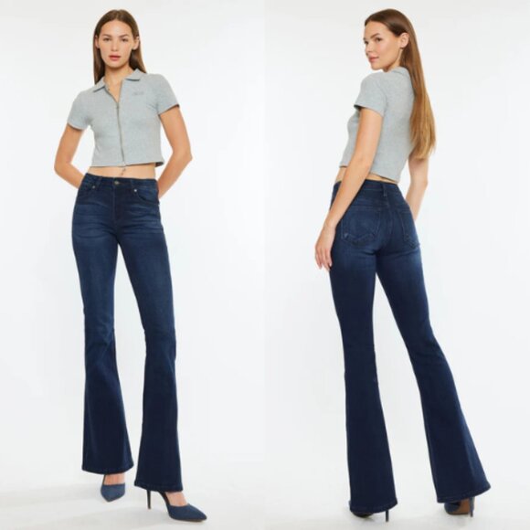 KanCan Women's Trisha Mid Rise Classic Flare Jeans Dark Wash Size 13/30 NWT - Picture 1 of 6